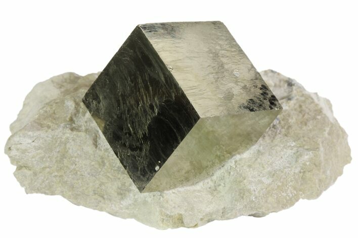 Natural Pyrite Cube In Rock From Spain #82106
